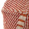 Rolodex Indoor Handcrafted Boho Water Resistant Cube Pouf, Red and Orange - as Pic