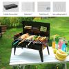 16.7x10x17.7in Portable Charcoal Grill Foldable BBQ Suitcase Grill Shelf For Outdoor Camping Picnics Garden Grilling - Black