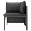 9 Piece Patio Lounge Set with Cushions Poly Rattan Gray - Grey