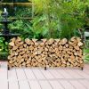 8 Feet Outdoor Steel Firewood Log Rack - Black