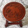 Carved Wooden Step Stool, Floral, Cherry - as Pic