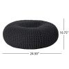 Everett Knitted Cotton Donut Pouf, Dark Grey - as Pic
