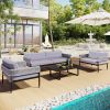[Not allowed to sell to Wayfair]Light luxury style outdoor suit combination With 1 Love Sofa; 2 Single Sofa; 1 Coffee Table - Gray
