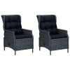 3 Piece Patio Lounge Set with Cushions Poly Rattan Dark Gray - Grey