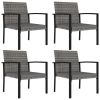 5 Piece Patio Dining Set Poly Rattan Gray - Grey