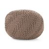Hazel Indoor Handcrafted Modern Fabric Weave Pouf, Light Brown - as Pic