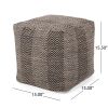 Bowmont Hand-Crafted Cotton Cube Pouf, Brown, Beige, and Yellow - as Pic