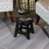 Carved Wooden Step Stool, Floral, Espresso - as Pic