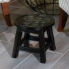 Carved Wooden Step Stool, Butterflies, Espresso - as Pic