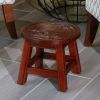 Carved Wooden Step Stool, Floral, Cherry - as Pic