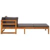 Sun Lounger with 1 Armrest Dark Gray Solid Acacia Wood - Grey