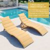 TOPMAX Outdoor Patio Wood Portable Extended Chaise Lounge Set with Foldable Tea Table for Balcony, Poolside, Garden, Brown - as Pic