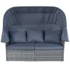 Outdoor Patio Furniture Set Daybed Sunbed with Retractable Canopy Conversation Set Wicker Furniture  - Gray
