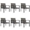 7 Piece Patio Dining Set Poly Rattan Gray - Grey