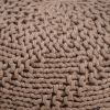 Hazel Indoor Handcrafted Modern Fabric Weave Pouf, Light Brown - as Pic