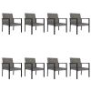 9 Piece Patio Dining Set Poly Rattan Gray - Grey