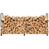 8 Feet Outdoor Steel Firewood Log Rack - Black