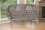 54 H x 80 W x 30 D Outdoor Beige Couch with Cushion and Dreamcatcher Design - as Pic