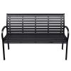 Patio Bench Black 45.7" Steel and WPC - Black