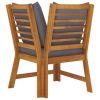 3 Piece Patio Lounge Set with Dark Gray Cushion Solid Acacia Wood - Brown