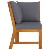 3 Piece Patio Lounge Set with Dark Gray Cushion Solid Acacia Wood - Brown