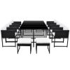 13 Piece Patio Dining Set with Cushions Poly Rattan Black - Black