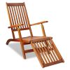 Patio Deck Chair with Footrest Solid Acacia Wood - Brown