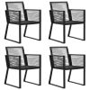 5 Piece Patio Dining Set Black PVC Rattan - Black
