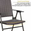 Rattan Folding Outdoor Patio Dining Chairs with Armrest Foldable Wicker Chairs Set of Two - 2 Packs