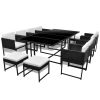 13 Piece Patio Dining Set with Cushions Poly Rattan Black - Black