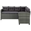6 Piece Patio Lounge Set with Cushions Poly Rattan Gray - Gray