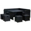 6 Piece Patio Lounge Set with Cushions Poly Rattan Black - Black