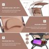 Folding Recliner Lounge Chair with Shade Canopy Cup Holder - coffee
