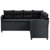 6 Piece Patio Lounge Set with Cushions Poly Rattan Black - Black