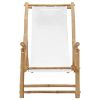Deck Chair Bamboo and Canvas Cream White - White