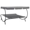 Patio Lounge Bed with Canopy and Pillows Gray - Grey