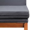 Sun Lounger with Cushion Poly Rattan and Solid Acacia Wood - Black