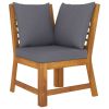 3 Piece Patio Lounge Set with Dark Gray Cushion Solid Acacia Wood - Brown