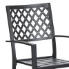 5-Piece Outdoor Patio Dining Set Modern Steel Furniture with 4 Slatted Armchairs and 1 Square Wood-like Table, Black - Black