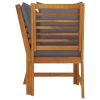 3 Piece Patio Lounge Set with Dark Gray Cushion Solid Acacia Wood - Brown