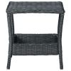 3 Piece Patio Lounge Set with Cushions Poly Rattan Dark Gray - Grey
