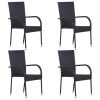 5 Piece Patio Dining Set Black - Black