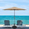 Simple Deluxe 9' Patio Umbrella Outdoor Table Market Yard Umbrella with Push Button Tilt/Crank; 8 Sturdy Ribs for Garden; Deck; Backyard; Pool; [Tan]