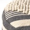 Lucknow Boho Handcrafted Fabric Cylinder Pouf, White and Navy Blue - as Pic