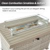 Outdoor Wicker Gas Fire Table, Patio Propane Gas Fire Pit w Aluminum Tabletop,Glass Wind Guard - as Pic
