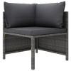 9 Piece Patio Lounge Set with Cushions Poly Rattan Gray - Grey