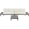 Outdoor 3-Piece Patio Furniture Set Solid Wood Sectional Sofa Set with Coffee Table Conversation Set with Side Table and Cushions; Grey+Beige - Beige