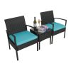 Outdoor Patio Furniture Set 3 Pieces Lakeblue Sectional Sofa Sets PE Rattan Patio Conversation Set with Coffee Tables - as Pic