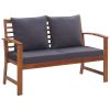 4 Piece Garden Lounge Set with Cushions Solid Acacia Wood - Grey