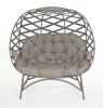 56 H x 50 W x 26 D Outdoor Beige Cozy Pumpkin Loveseat with Cushion and Crossweave Design - as Pic
